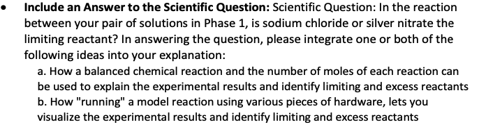 Scientific Question for Limiting Reactant Lab